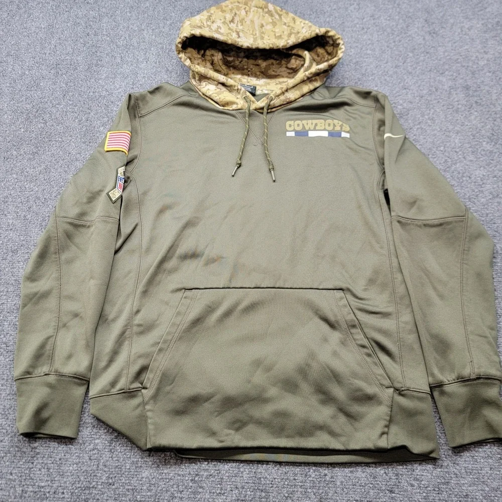 Nike Dallas Cowboys Salute to Service Hoodie Olive Green Camo 853413-325 Mens M